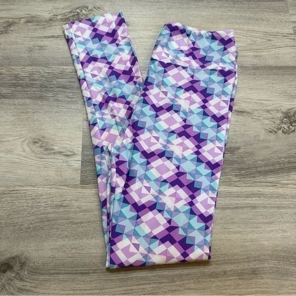 LulaRoe Leggings Purple Geometric Pattern one size - Picture 1 of 3